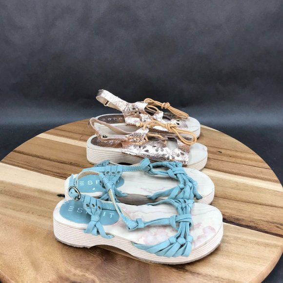 Esprit Blue Gold Strappy Sandals - 2 Pack - Little Girls Size 13 - Picture 4 of 7
